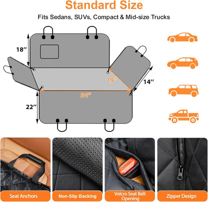 Dog Car Seat Cover for Back Seat, Waterproof Hammock for Car & SUV