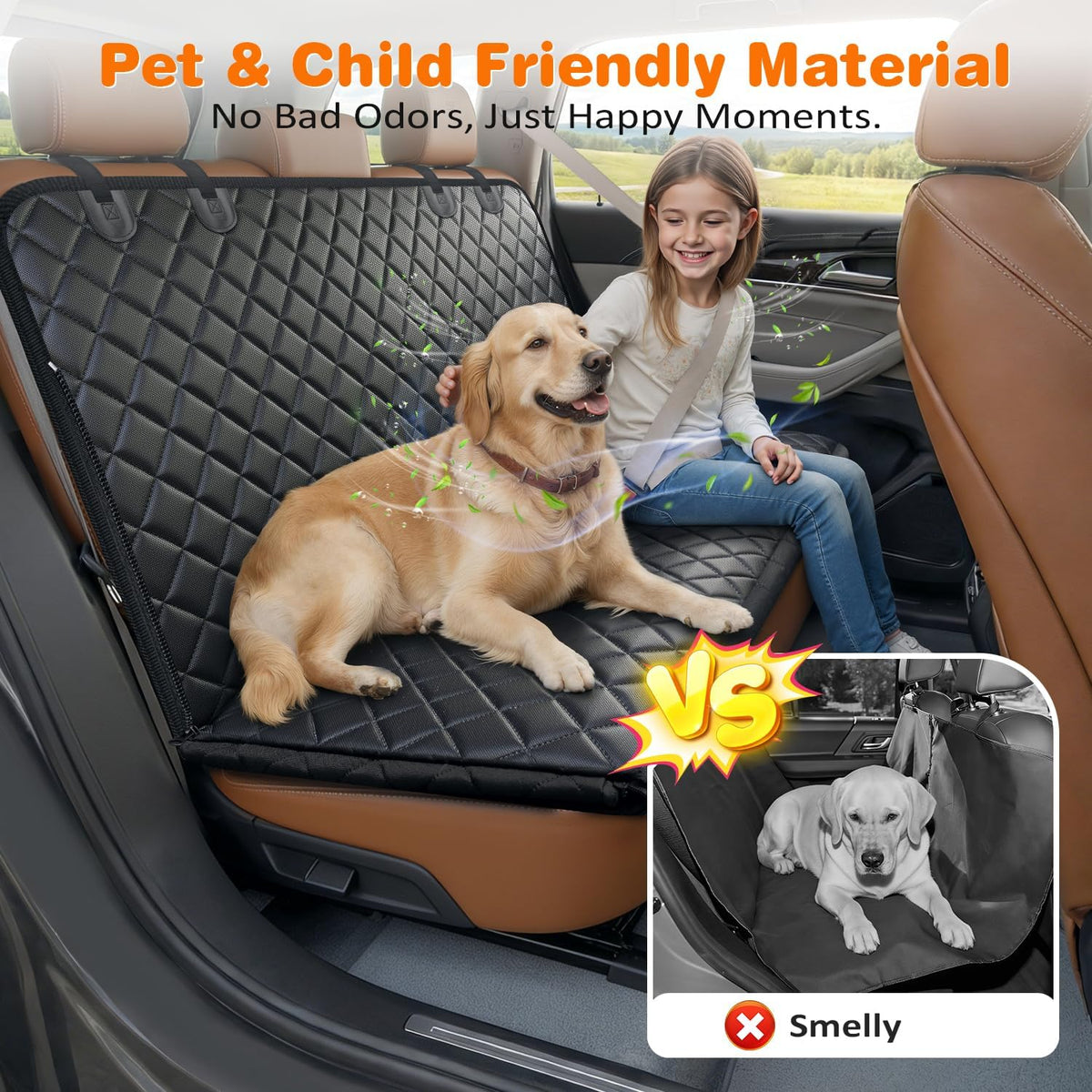 Dog Car Seat Cover for Back Seat, Waterproof Hammock for Car & SUV