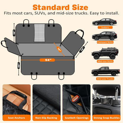 Dog Car Seat Cover for Back Seat, Waterproof Hammock for Car & SUV