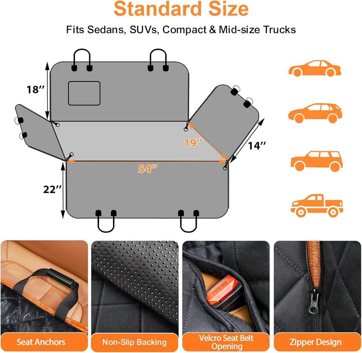 Dog Car Seat Cover for Back Seat, Waterproof Hammock for Car & SUV