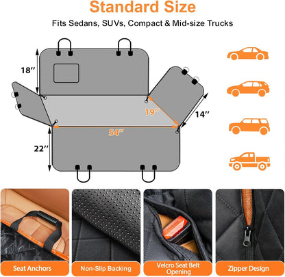 Dog Car Seat Cover for Back Seat, Waterproof Hammock for Car & SUV