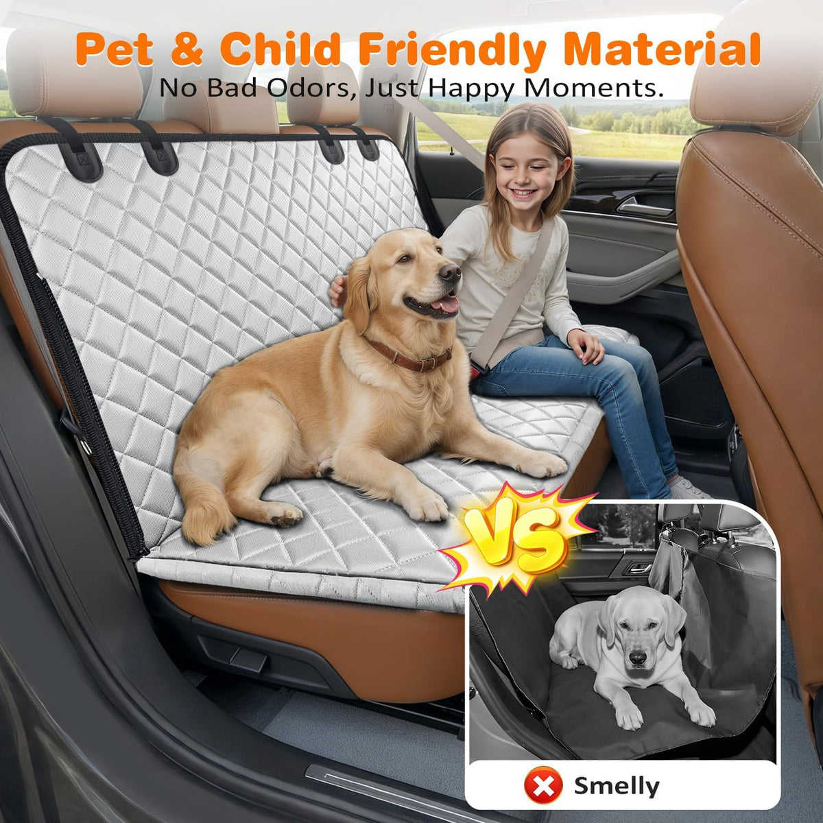 Dog Car Seat Cover for Back Seat, Waterproof Hammock for Car & SUV