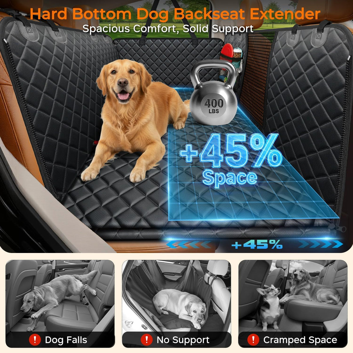 Dog Car Seat Cover for Back Seat, Waterproof Hammock for Car & SUV