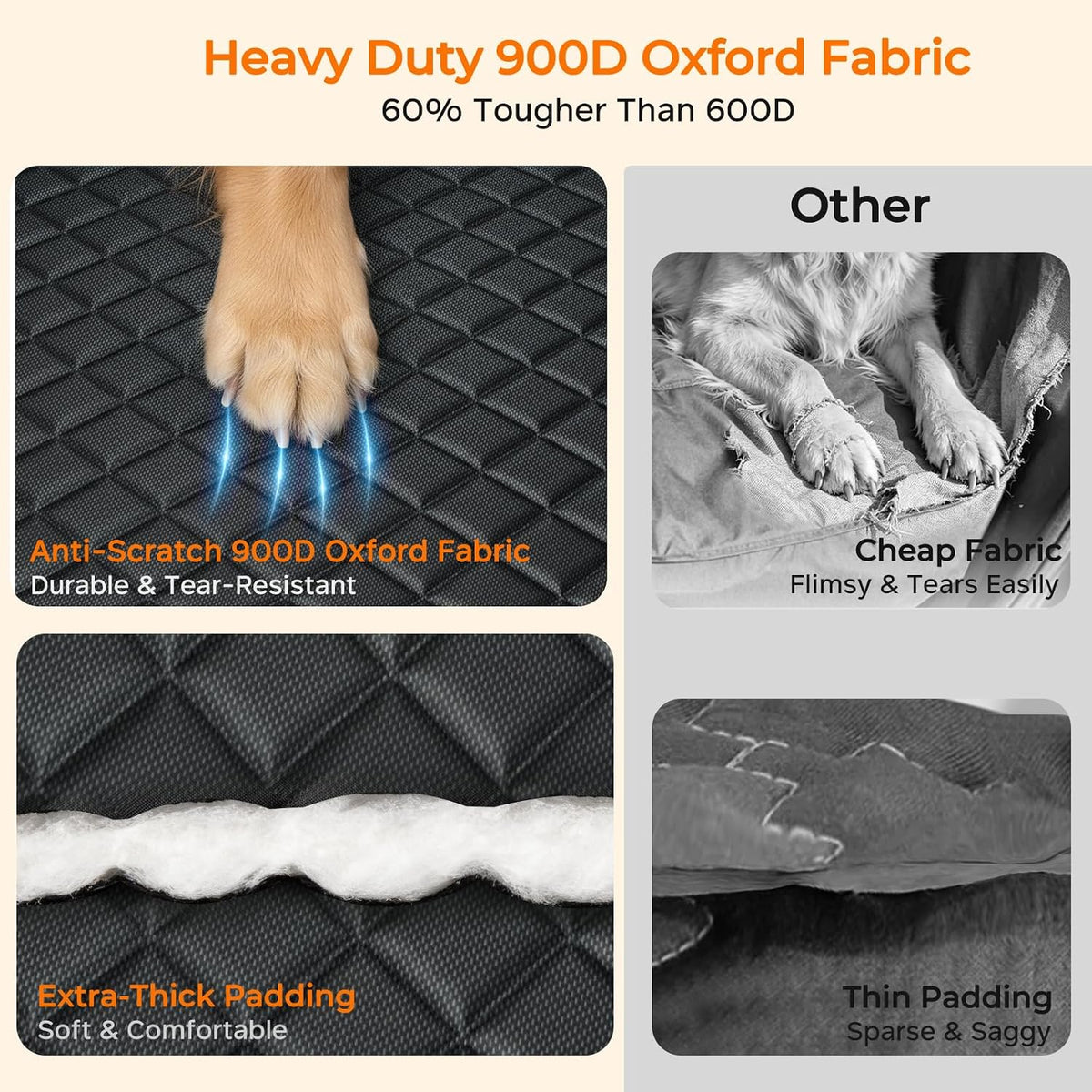 Dog Car Seat Cover for Back Seat, Waterproof Hammock for Car & SUV