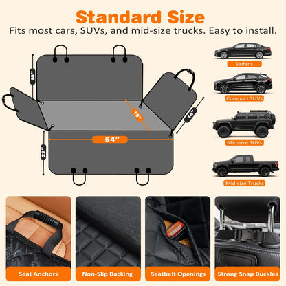Dog Car Seat Cover for Back Seat, Waterproof Hammock for Car & SUV