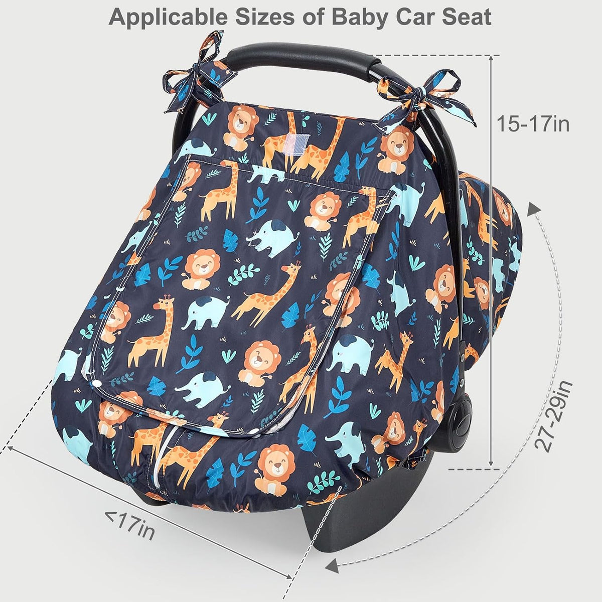 Baby Car Seat Cover, Car Seat Covers for Babies Infant Car Seat Canopy with Breathable Mesh Window Waterproof Carseat Cover for Babies Boy Girl 4 Seasons, White/Cow
