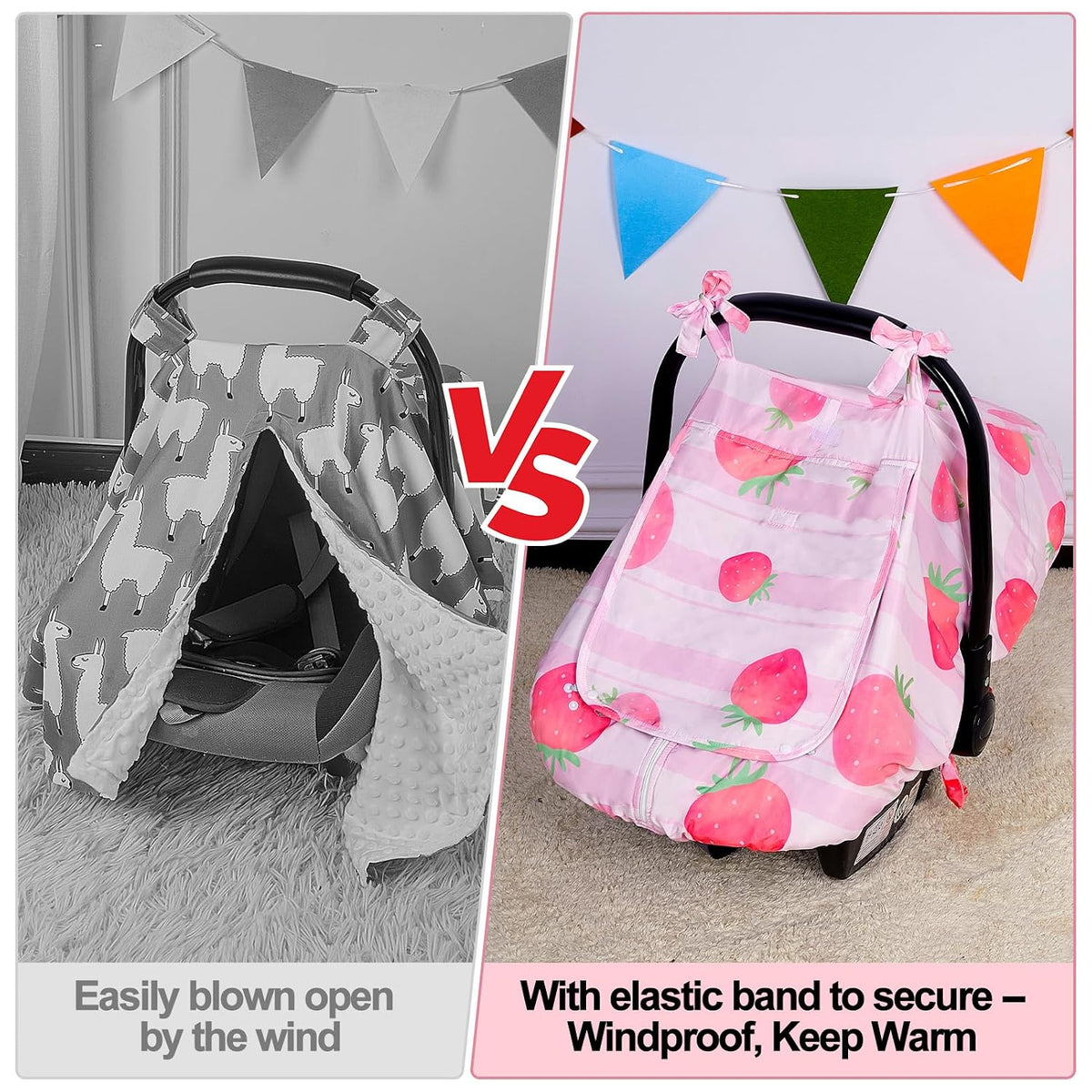 Baby Car Seat Cover, Car Seat Covers for Babies Infant Car Seat Canopy with Breathable Mesh Window Waterproof Carseat Cover for Babies Boy Girl 4 Seasons, White/Cow