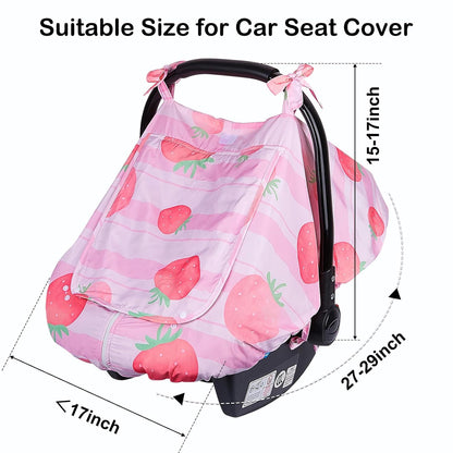 Baby Car Seat Cover, Car Seat Covers for Babies Infant Car Seat Canopy with Breathable Mesh Window Waterproof Carseat Cover for Babies Boy Girl 4 Seasons, White/Cow