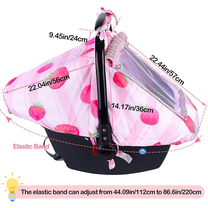 Baby Car Seat Cover, Car Seat Covers for Babies Infant Car Seat Canopy with Breathable Mesh Window Waterproof Carseat Cover for Babies Boy Girl 4 Seasons, White/Cow