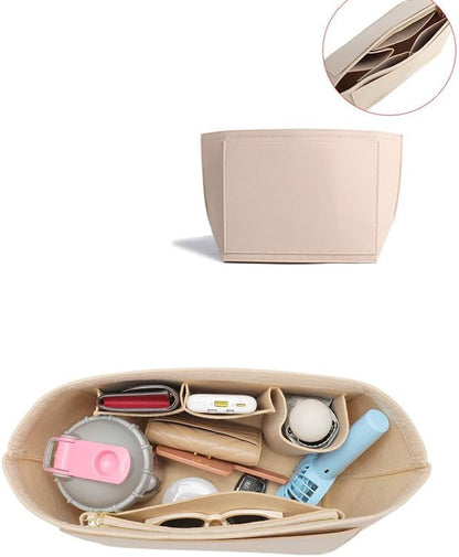 Purse Organizer Insert for Longchamp Le Pliage Handbag Insert (beige, L/11 * 6.69 * 9.84in)