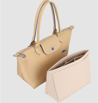 Purse Organizer Insert for Longchamp Le Pliage Handbag Insert (beige, L/11 * 6.69 * 9.84in)