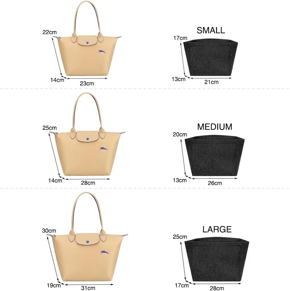 Purse Organizer Insert for Longchamp Le Pliage Handbag Insert (beige, L/11 * 6.69 * 9.84in)