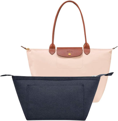Purse Organizer Insert for Longchamp Le Pliage Handbag Insert (beige, L/11 * 6.69 * 9.84in)