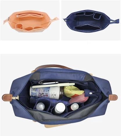Purse Organizer Insert for Longchamp Le Pliage Handbag Insert (beige, L/11 * 6.69 * 9.84in)