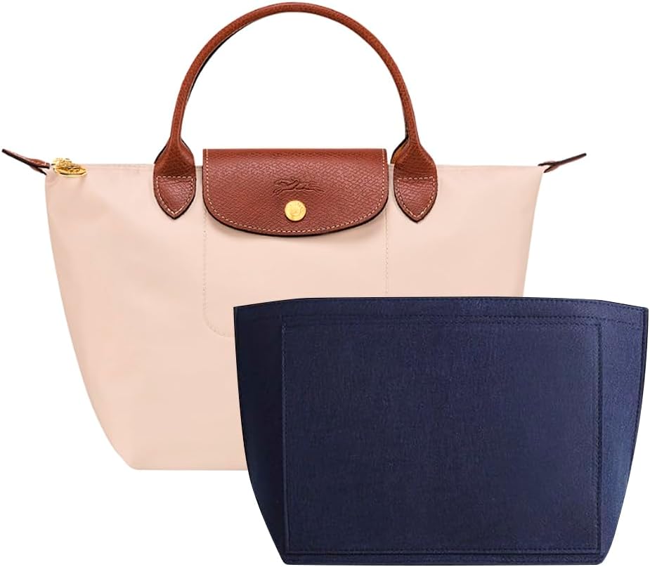 Purse Organizer Insert for Longchamp Le Pliage Handbag Insert (beige, L/11 * 6.69 * 9.84in)