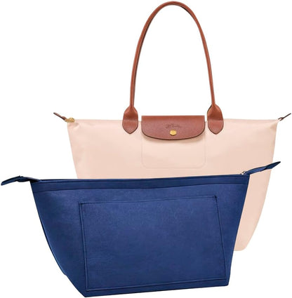 Purse Organizer Insert for Longchamp Le Pliage Handbag Insert (beige, L/11 * 6.69 * 9.84in)