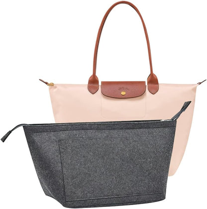 Purse Organizer Insert for Longchamp Le Pliage Handbag Insert (beige, L/11 * 6.69 * 9.84in)