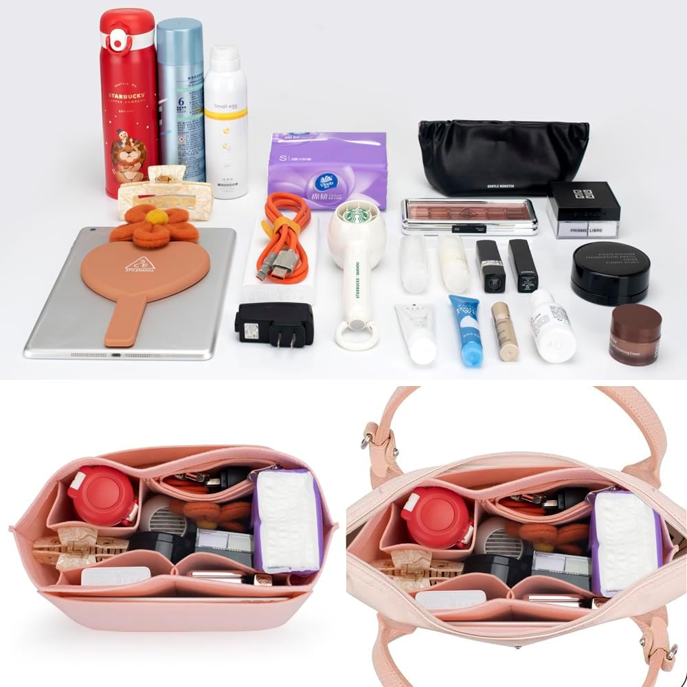 Purse Organizer Insert for Longchamp Le Pliage Handbag Insert (beige, L/11 * 6.69 * 9.84in)