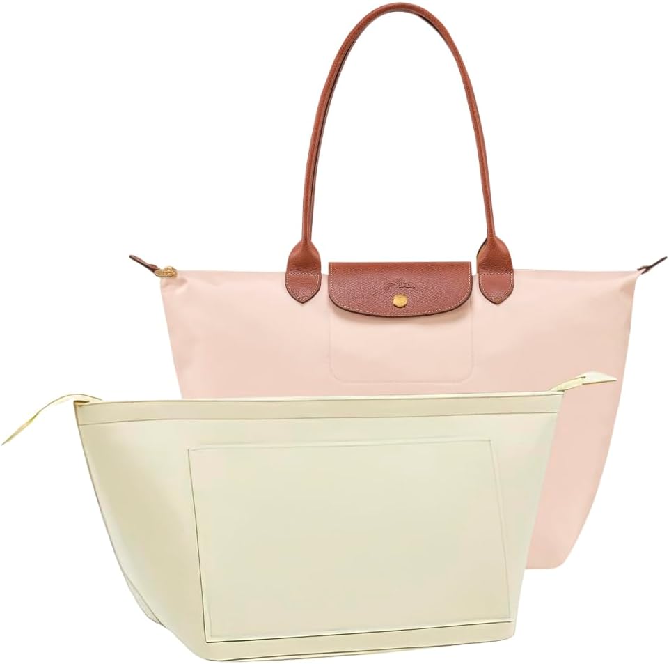 Purse Organizer Insert for Longchamp Le Pliage Handbag Insert (beige, L/11 * 6.69 * 9.84in)
