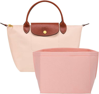 Purse Organizer Insert for Longchamp Le Pliage Handbag Insert (beige, L/11 * 6.69 * 9.84in)