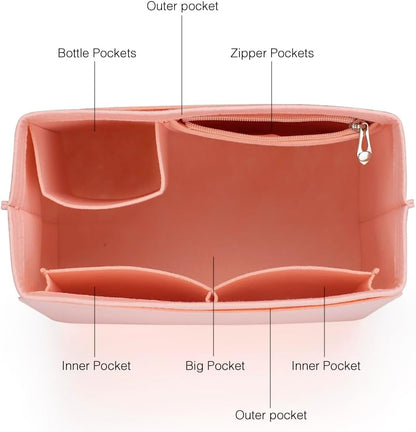 Purse Organizer Insert for Longchamp Le Pliage Handbag Insert (beige, L/11 * 6.69 * 9.84in)