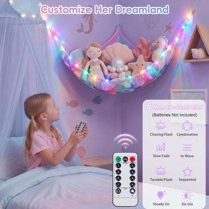 Stuffed Animals Hammock with Remote Control Toy Net Room Decor Storage