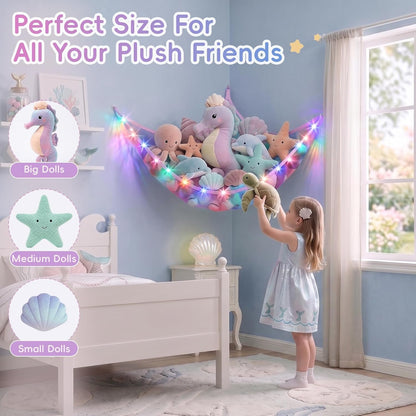 Stuffed Animals Hammock with Remote Control Toy Net Room Decor Storage