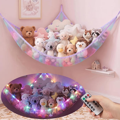 Stuffed Animals Hammock with Remote Control Toy Net Room Decor Storage
