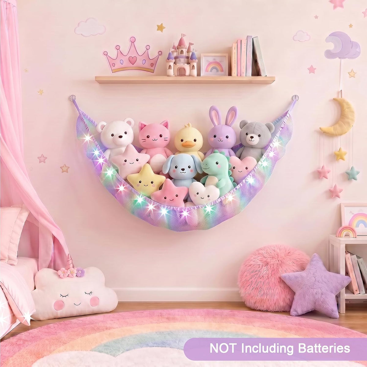Stuffed Animals Hammock with Remote Control Toy Net Room Decor Storage