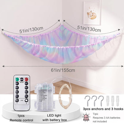 Stuffed Animals Hammock with Remote Control Toy Net Room Decor Storage