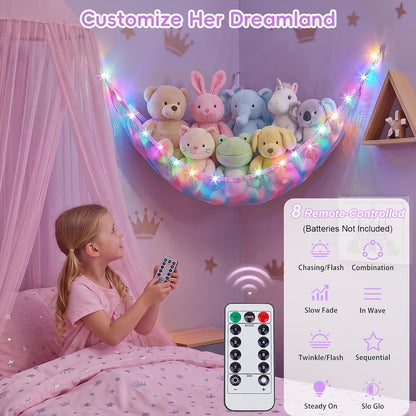 Stuffed Animals Hammock with Remote Control Toy Net Room Decor Storage