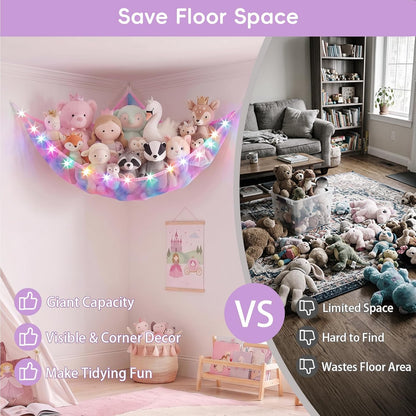 Stuffed Animals Hammock with Remote Control Toy Net Room Decor Storage