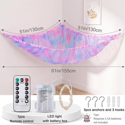 Stuffed Animals Hammock with Remote Control Toy Net Room Decor Storage