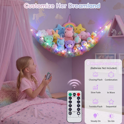 Stuffed Animals Hammock with Remote Control Toy Net Room Decor Storage