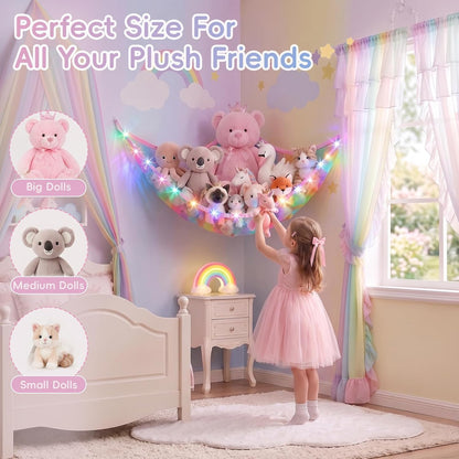 Stuffed Animals Hammock with Remote Control Toy Net Room Decor Storage