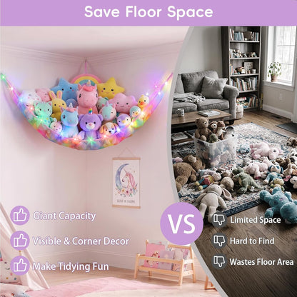 Stuffed Animals Hammock with Remote Control Toy Net Room Decor Storage