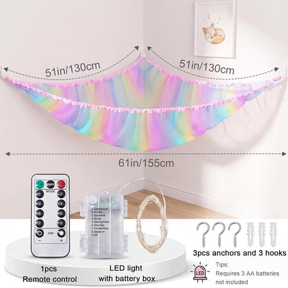 Stuffed Animals Hammock with Remote Control Toy Net Room Decor Storage