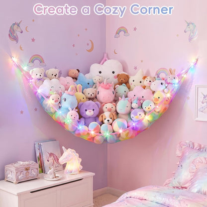 Stuffed Animals Hammock with Remote Control Toy Net Room Decor Storage
