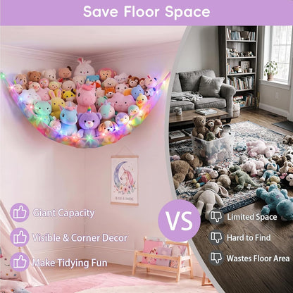 Stuffed Animals Hammock with Remote Control Toy Net Room Decor Storage