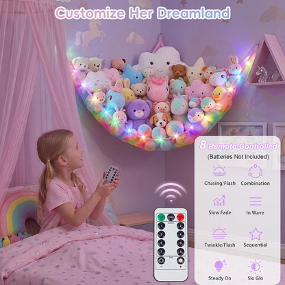 Stuffed Animals Hammock with Remote Control Toy Net Room Decor Storage