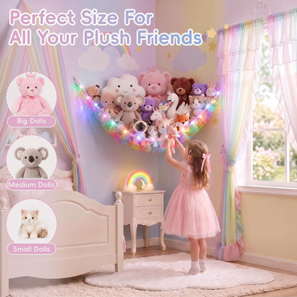 Stuffed Animals Hammock with Remote Control Toy Net Room Decor Storage