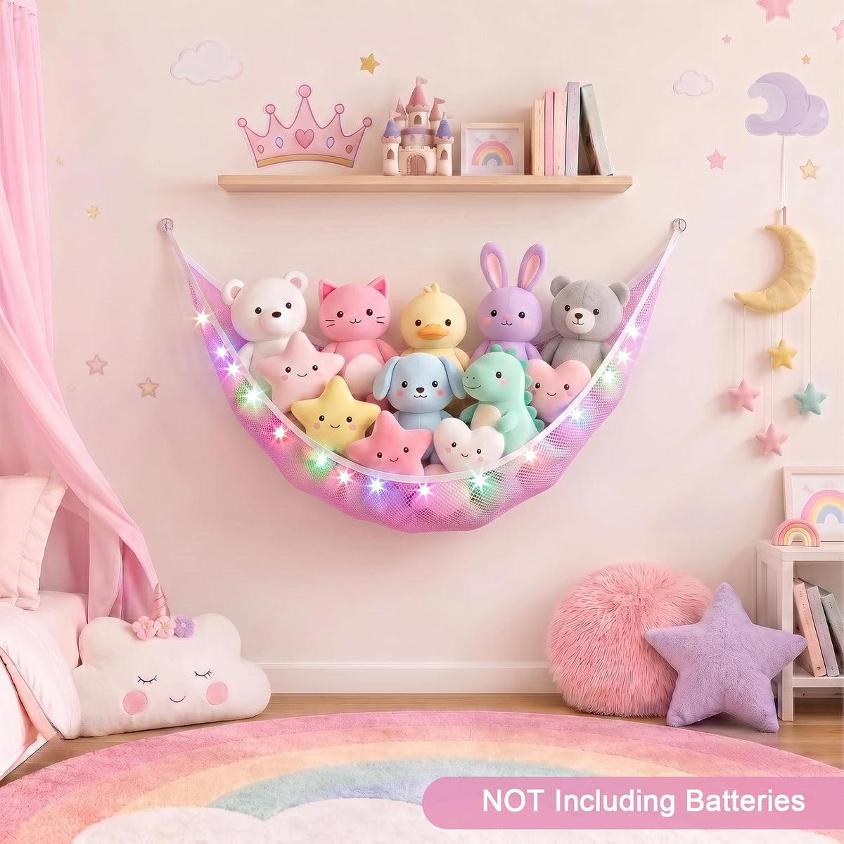 Stuffed Animals Hammock with Remote Control Toy Net Room Decor Storage