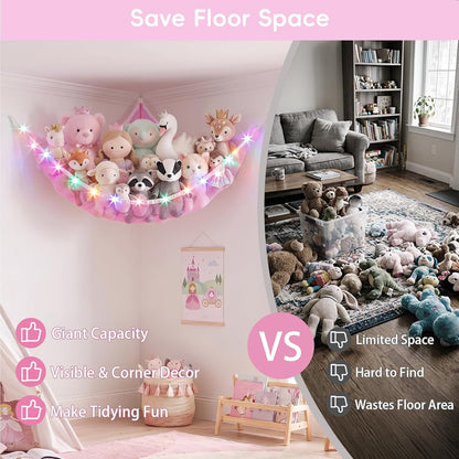 Stuffed Animals Hammock with Remote Control Toy Net Room Decor Storage