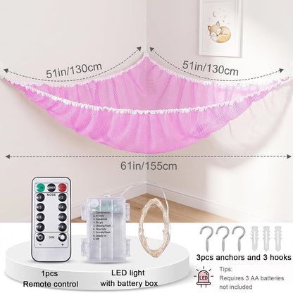 Stuffed Animals Hammock with Remote Control Toy Net Room Decor Storage