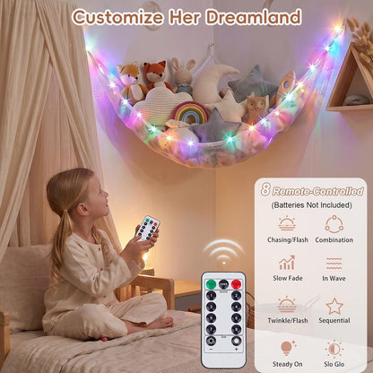 Stuffed Animals Hammock with Remote Control Toy Net Room Decor Storage