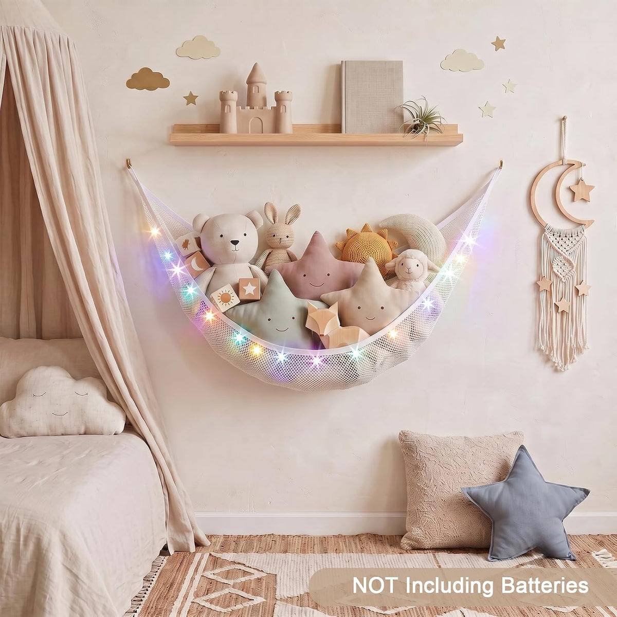 Stuffed Animals Hammock with Remote Control Toy Net Room Decor Storage