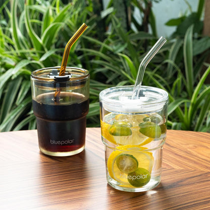 13oz/400ml Iced Coffee Cups with Lids and Straw，Sealed Carry On Thick Wall Glass Matcha Tumbler for Juice，Water, Late,Tea Fits Car Cup Holders for Office，Gym(Aurora White