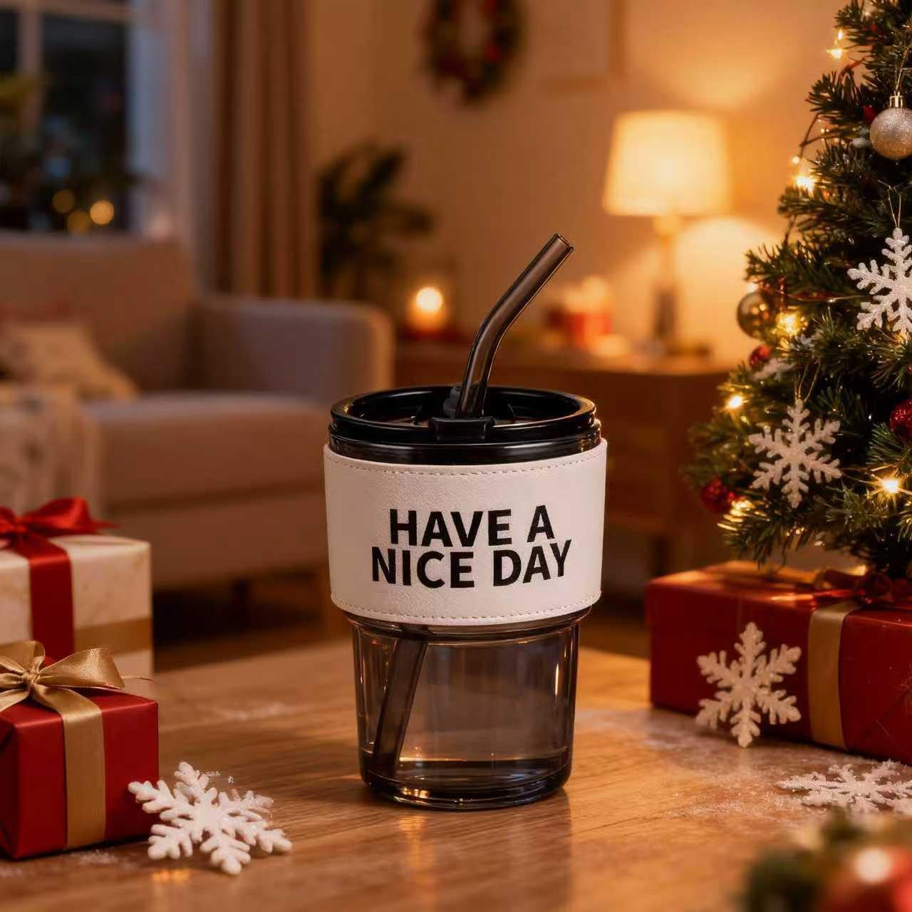 13oz/400ml Iced Coffee Cups with Lids and Straw，Sealed Carry On Thick Wall Glass Matcha Tumbler for Juice，Water, Late,Tea Fits Car Cup Holders for Office，Gym(Aurora White