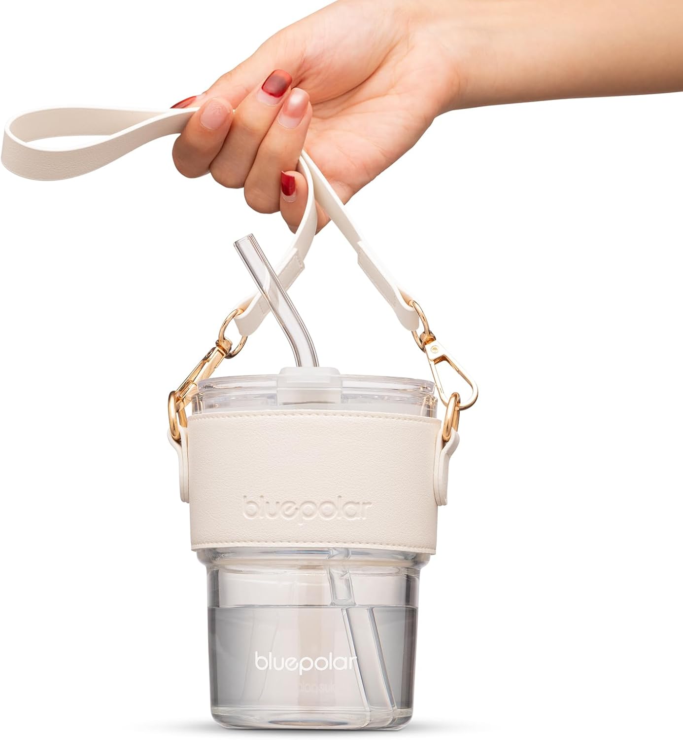 13oz/400ml Iced Coffee Cups with Lids and Straw，Sealed Carry On Thick Wall Glass Matcha Tumbler for Juice，Water, Late,Tea Fits Car Cup Holders for Office，Gym(Aurora White