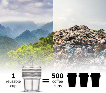 13oz/400ml Iced Coffee Cups with Lids and Straw，Sealed Carry On Thick Wall Glass Matcha Tumbler for Juice，Water, Late,Tea Fits Car Cup Holders for Office，Gym(Aurora White
